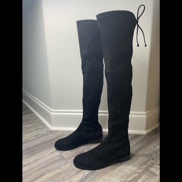 Stuart Weitzman Black Suede Lowland Over the Knee Boots - Picture 4 of 12